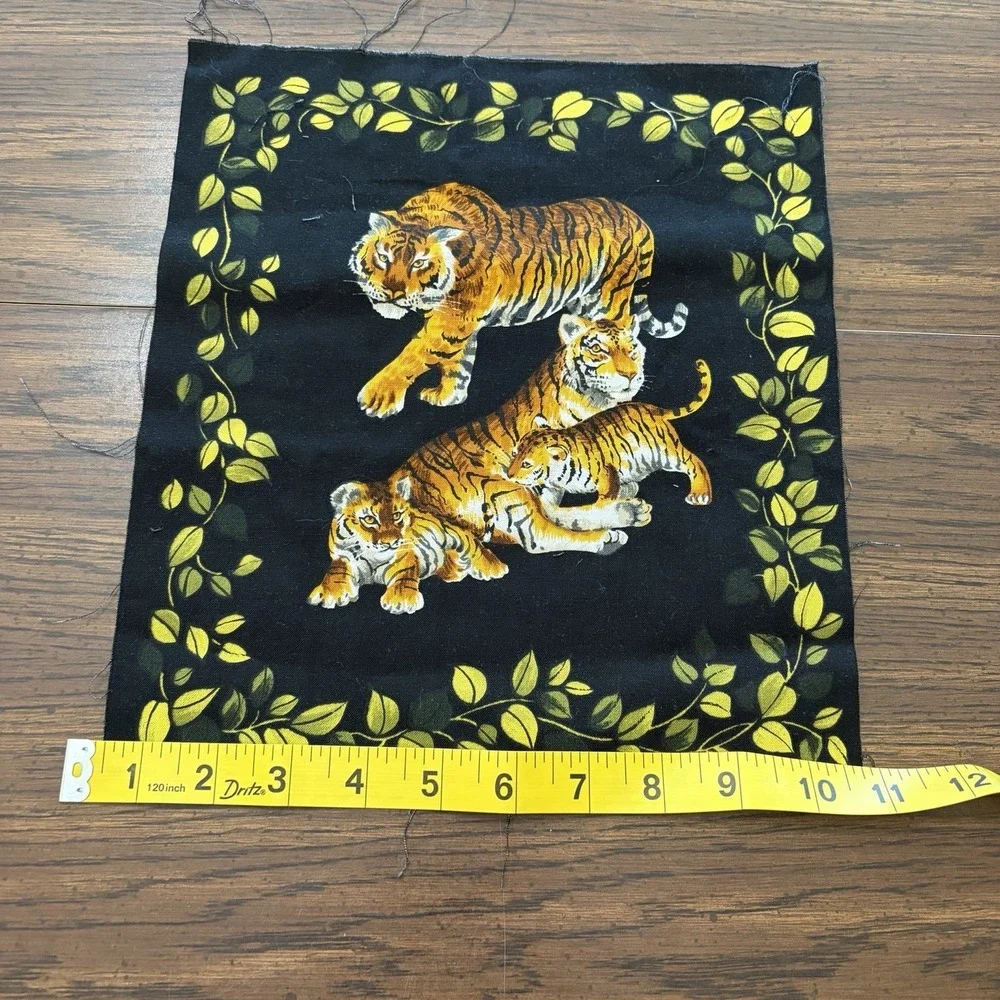Vintage Tiger Family Fabric Quilt Blocks Lot Of 6 Jungle 11x11 Sewing Craft